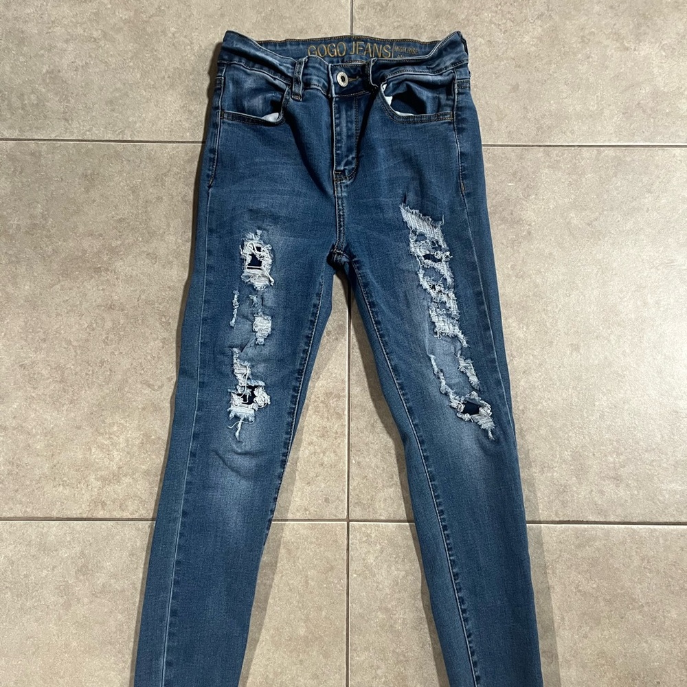Gogo Jeans High Rise Ankle 5/27 Distressed blue Jeans